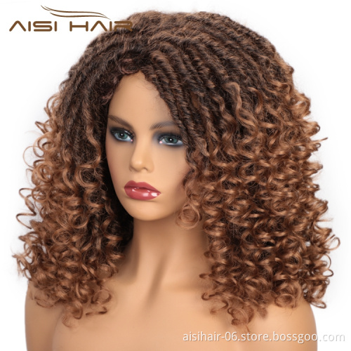 Curly color brown high quality heat resistant wigs wholesale vendors black women synthetic fiber hair wig none lace front